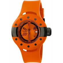 Men's Stainless Steel Case Quartz S1 Rally Orange Dial Rubber Strap Da