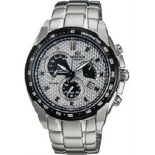 Men's Stainless Steel Edifice Patterned Silver Tone Dial