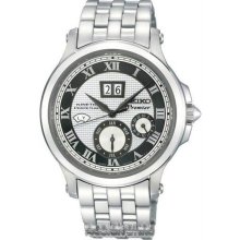 Men's Stainless Steel Kinetic Premier Perpetual Silver Dial Month Display Sapphi