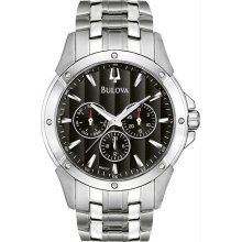 Men's Stainless Steel Quartz Black Dial Day Date