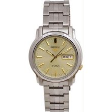 Men's Stainless Steel Seiko 5 Automatic Two Tone Champagne Dial