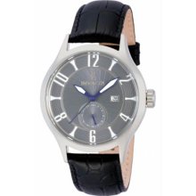 Men's Vintage Stainless Steel Case Leather Bracelet Gray Dial Date Dis