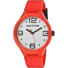 Men's White Dial Red Polyurethane ...