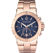 Michael Kors Chronograph Watch, Rose Gold/Navy