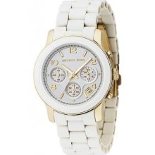 Michael Kors Runway White Polyurethane Gold-Tone Ladies Watch MK5145