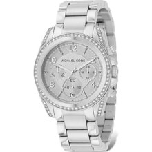 Michael Kors Stainless Steel Chronograph Watch with Clear Stones, 39mm