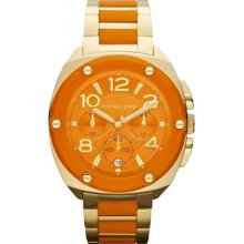 Michael Kors Tribeca Orange Chronograph Watch - Gold/Orange