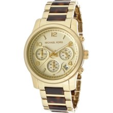 Michael Kors Watches Women's Chronograph Gold Tone Dial Gold Tone Stai