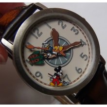 Mickey Mouse and His Friends Men's Silver Quartz Watch $299