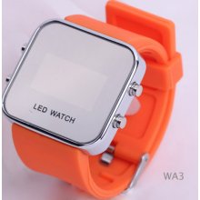 Mirror Big Face Design Electronic Led Soft Belt Silicone Digital Sport Watch