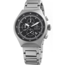 Montres De Luxe Men's 45 Mm Black Dial Chronograph Watch