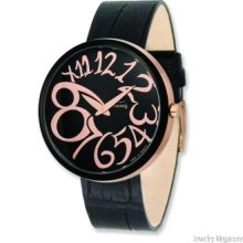 Moog Rose/Blk-pltd Round Blk Dial Watch w/(MC-01RG) Black Band