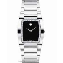 MOVADO Fiero 0606506 Tungsten Carbine Diamond Watch and Black Dial