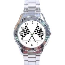 Nascar Racing Flag Checkered Flag Stainless Steel Analogue Watch