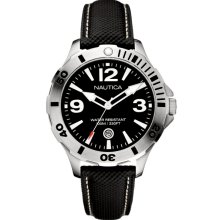 Nautica A11541G BFD 101 Diver Black Leather Men's Watch