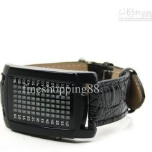 New 2pcs 72 Led Red Led Digital Unsex Watch With Black Leather