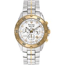 New Bulova Two Tone Marine Star Chrono Men's Watch #98B005