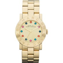 New,latest-marc Jacobs-amy Dexter Women Watch Golden Multicolor Crystals Mbm3141