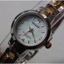 New Sharp Ladies Silver Genuine Diamond Pearl Dial Watch $199