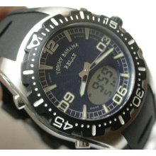 New Tommy Bahama Men's Ana-Digi Silver Chronograph Diver Calendar Watch $379