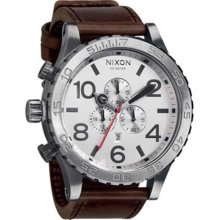 Nixon 51-30 Chrono Leather Watch - Silver / Brown