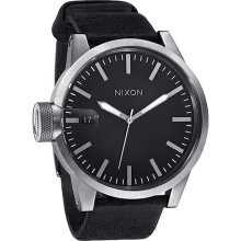 Nixon Men's 'Chronicle' Leather Strap Stainless Steel Watch (A127-000-00)