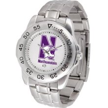 Northwestern Wildcats NWU Mens Sports Steel Watch