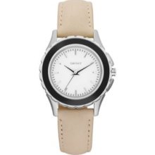 Nude Leather Strap and White Dial Watch