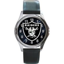 Oakland Raiders Unisex Silver-Tone Round Metal Watch 10