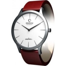 Obaku Harmony Womens Red Leather Quartz Watch V112lcirrs-060