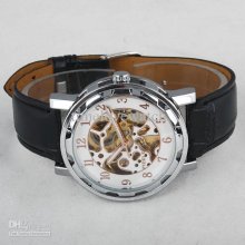 One Pcs Rose-golden Silver-tone Dial Men Automatic Mechanical Watch