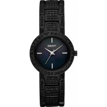 Original Dkny Ny8053 Ladies- Black Mother-of-pearl Dial With Black Diamante.