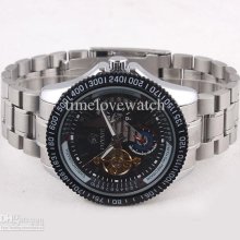 Packed Lot 4pcs Sun-star Black Dial Silver-tone Stainless Automatic