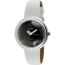 Peugeot Women's White Leather Strap Bubble Watch