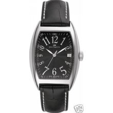 Philip Men's Watch Panama Black Dial With Black Leather Strap 8211850025