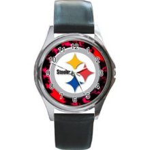 Pittsburgh Steelers Unisex Silver-Tone Round Metal Watch 30