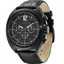 PL13403JSB/02 Police Gambler Black leather Gents Watch