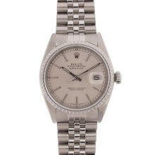 Pre-owned Rolex Men's Datejust Stainless Steel Silver Tapestry Dial Watch (Stainless steel 36mm, silver tapestry dial)