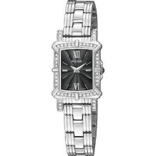 Pulsar Ladies Swarovski Crystal Watch - Black Dial - Stainless Steel PEGD39
