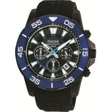 Pulsar Men's Pt3141 Blue Bezel Chronograph Watch Made By Seiko