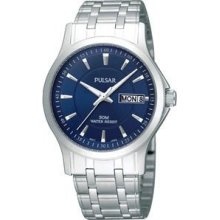 Pulsar Men's Stainless Steel, Blue Dial, Kinetic PXN219X1 Watch