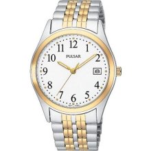 Pulsar PXH448 Men's Dress Stainless Steel White Dial Watch