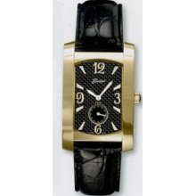 Quartzline Fashion Men`s Gold Watch W/ Carbon Fiber Dial