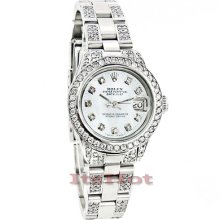 Rolex Datejust Ladies Custom Diamond Watch 7.25ct