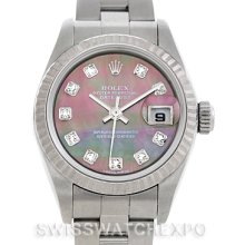 Rolex Datejust Ladies Steel 18k White Gold Diamond Watch 79174