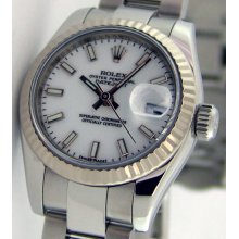 Rolex Lady DateJust 18k White Index Dial 179174