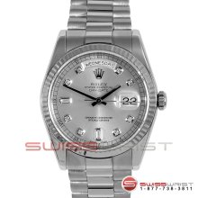 Rolex Men's New Style White Gold Day Date President Silver Dial 118239