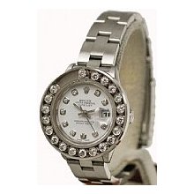 Rolex Preowned Women's White Diamond Dial Datejust - Steel Watch