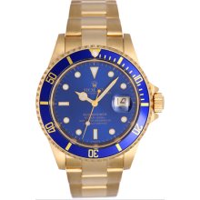 Rolex Submariner 18K Gold Men's Watch 16618 Blue Dial Blue Dial