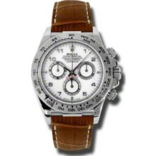 Rolex Watches Daytona White Gold Leather Strap 116519 wabr